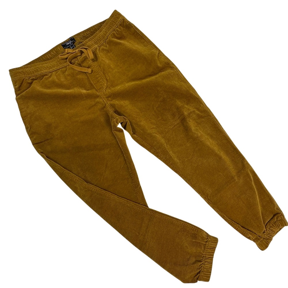 Forever 21 Men Corduroy Jogger Pants Mustard Yellow Elastic Drawstring Size‎ XL